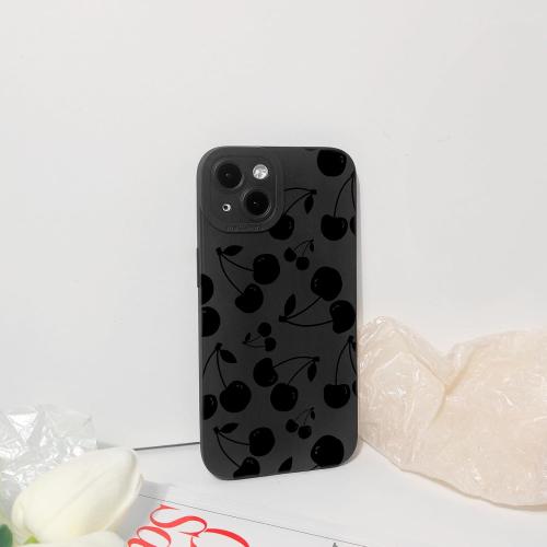Lovmooful Compatible for iPhone 15 Plus Case Cute Cool Cherry Black Design for Girls Women Soft TPU Shockproof Protective Girly for iPhone 15 Plus-Cherry