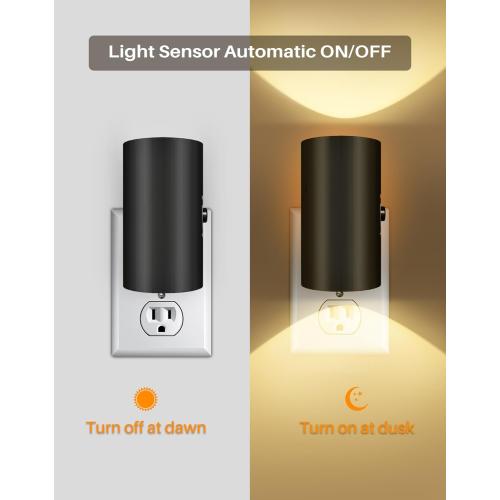 Night Lights Plug into Wall, LED Plug in Night Light, Dusk to Dawn Light Sensor, 0-100LM Adjustable Brightness Wall Light, Soft White 3000K, Dimmable Night Lights for Hallway Bedroom Stairway, 2 Pack