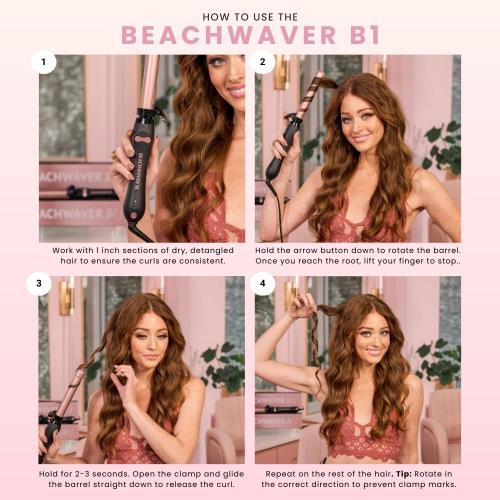 Beachwaver B1 Rotating Curling Iron - Automatic 1 Inch Ceramic Curling Iron - Easy-to-Use Spinning Wand for Long-Lasting Waves - Auto-Shut Off and Dual Voltage (BW160)