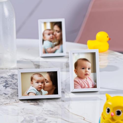 Small Picture Frames, Mini Size Baby Photo Frame, 2x3'', Set of 6, For Tabletop Home Decor, Polaroid Picture Frame with Soft Magnet, Cute Refrigerator Magnets, White