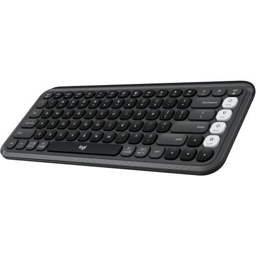 Logitech POP ICON Keys Wireless Bluetooth Keyboard, Comfortable Typing, Programmable Keys, Easy-Switch Between up to 3 Devices, for Laptop, Tablet, PC – Graphite and White