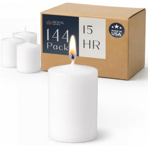 Royal Imports White Votive Candles Unscented Candles for Wedding Centerpieces Pack of 144 Dripless Wax for Parties, Aromatherapy, Devotional, Home Décor, Spas & Holiday Gifts