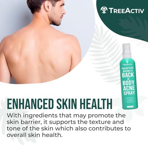 Back Acne Spray, 2% Salicylic Acid (BHA) Body Acne Spray, Fast-Drying Tea Tree Oil   Aloe Mist for Back, Chest, Shoulders & Butt, 4 fl oz