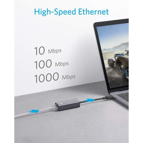 Product new, box inspected Anker USB C to Ethernet Adapter, Portable 1-Gigabit Network Hub, 10/100/1000 Mbps, for MacBook Pro, iPad Pro 2019/2018, ChromeBook, XPS, Galaxy S9/S8, and More