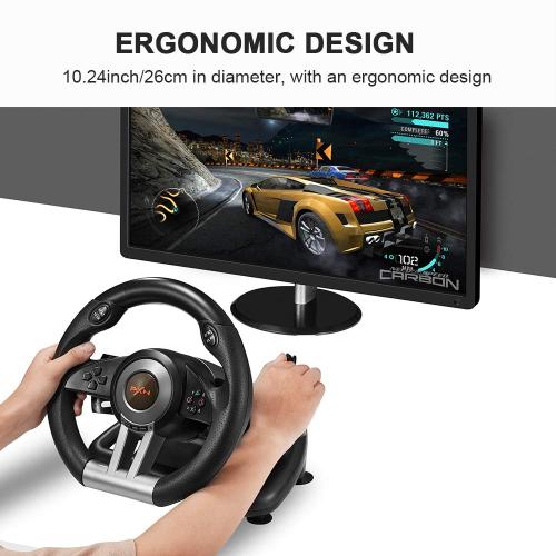 PXN PC Racing Wheel, V3II 180 Degree Universal Usb Car Sim Race Steering Wheel with Pedals for PS3, PS4, Xbox One, Xbox Series X/S, Switch (Black)