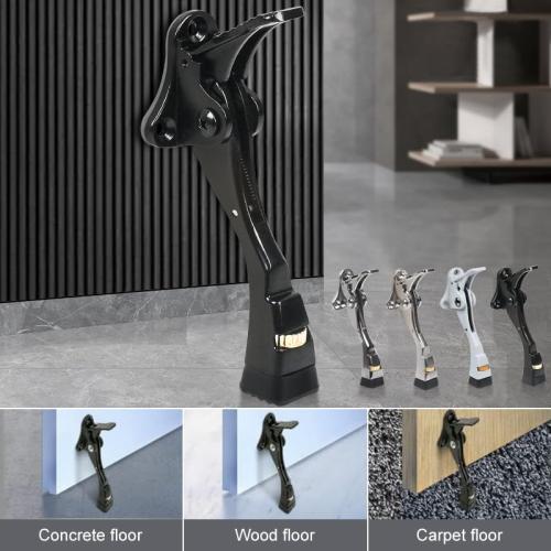 Black Kick Down Door Stoppers for Bottom of Door, Heavy Duty Kickdown Door Stop, Adjustable Door Stoppers, One Touch Kick Down Stopper (4 Inch x 1 Pack)