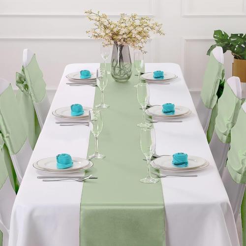 Horbaunal 2 Pack Sage Green Satin Table Runner 12 x 108 Inch