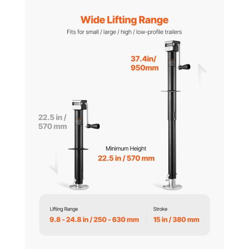 VEVOR 5000 lbs A-Frame Trailer Jack, 15 Vertical Travel, Adjustable Drop Leg, for Horse, Utility, Yacht Trailers