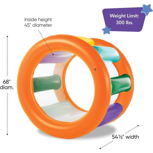 HearthSong Roll with It! 2.0 Giant Inflatable Rainbow Land Roller with Mesh Interior for Active Outdoor Play, 67 Outer Diam. x 45 Inner Diam., Holds up to 300 lbs.