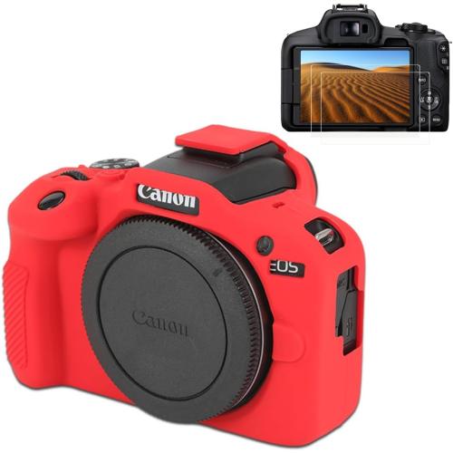 Pocoukate Case for Canon EOS R100 Camera, Soft Silicone Protective Cover Skin with EOS R100 Screen Protector Accessories for Canon EOS R100 Mirrorless Camera Silicone Case - Red