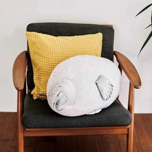 EHOTONG Cute Blob Seal Pillow, Chubby Seal Plush Hug Pillow Soft Stuffed Animal Toy (White, 24)