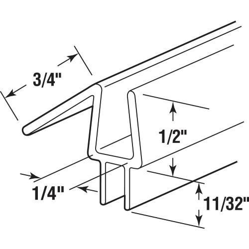 Prime-Line M 6256 Frameless Shower Door Bottom Seal for 1/4 in. Thick Glass Doors, Dual Flap and 45 Degree Drip Guard, 36 in., Clear Vinyl (Single Pack)