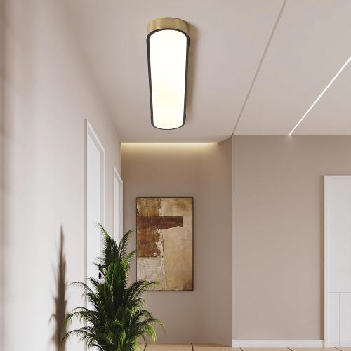 Qcyuui 4FT LED Light Fixture 60W Dimmable Led Ceiling Light Black and Gold Flush Mount Ceiling Light Modern Light Fixtures Ceiling for Kitchen Closet Garage Office Hallway