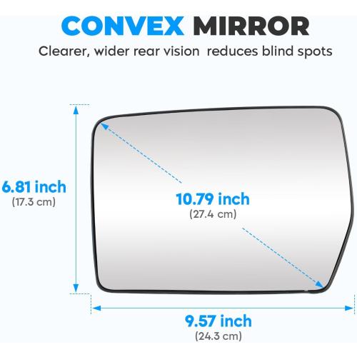 Driver Left Side Power Heated Mirror Glass Fits for 2004-2014 Ford F-150 Replacement for 4L3Z-17K707-DB