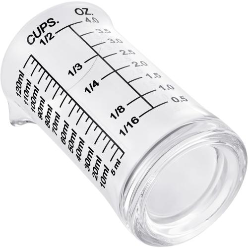 Ackers 4oz Glass Measuring Cup – Shot Glass with Ounce,Ml,Cups Markings for Kitchen & Bar(Pack of 2)