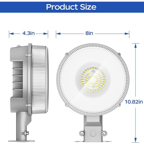 CINOTON LED Barn Light, Dusk to Dawn Outdoor Lighting, 42W 4950LM 5000K Daylight, Exterior Security Flood Light with Photocell, UL Listed, IP65 Waterproof Outside Area Fixture for Yard, Silver 1 Pack