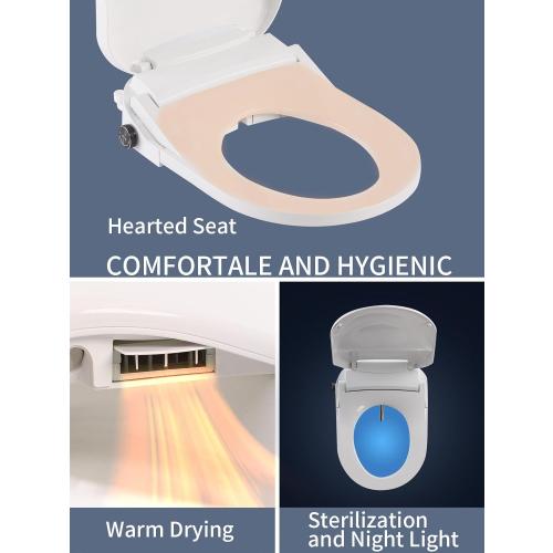 Bidet Toilet Seat,Smart Toilet Seat with Remote Control,Electric Heated Seat,Warm Water Washing,Warm Air Dryer and Multiple Spray Modes for Women Men Pregnant or Elderly People,Elongated