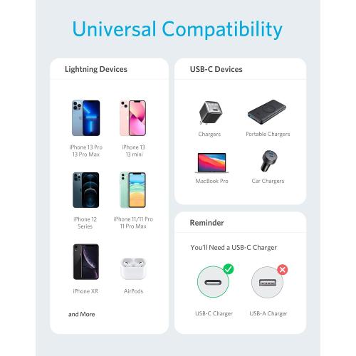 Anker USB C to Lightning Cable, MFi Certified Cable for iPhone 13 Pro 12 Pro Max 12 11 X XS, Supports Power Delivery (6FT,White)