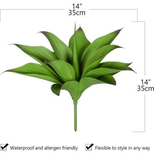 Artificial Agave Plants, UV Resistant Fake Agave Planters for Indoor and Outdoor Decorating Artificial Plants for Outdoors Fake Plants (2Pack, 12.6) Green