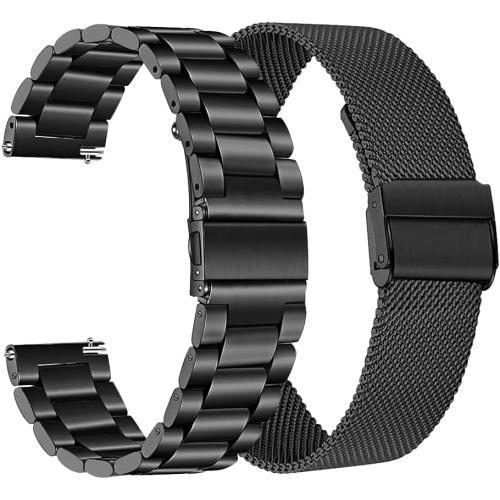 Black 5.5-8.5 FitTurn Wrist Strap Compatible for KOSPET Tank M1 Pro/M1/M2/M3/T2/T3 Smart Watch Band, Replacement Metal Wristband for AMAZTIM C20 Pro/C20/M2/T2 Stainless Steel Bracelet Adjustable Belt Loop