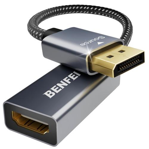 BENFEI 4K DisplayPort to HDMI Adapter Cable, (2K 60Hz, 1080p 120Hz) Uni-Directional Display Port to HDMI Monitor Converter Compatible for HP, Dell, GPU, AMD, NVIDIA, More. Male to Female