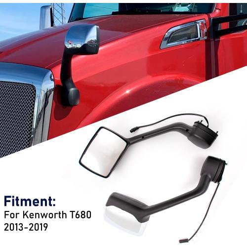 Replacement for Kenworth T680 Hood Mirror Assembly Heated 2013-2020 Peterbilt 579 587 2010-2017 Driver Side/Left Side LH (Chrome)