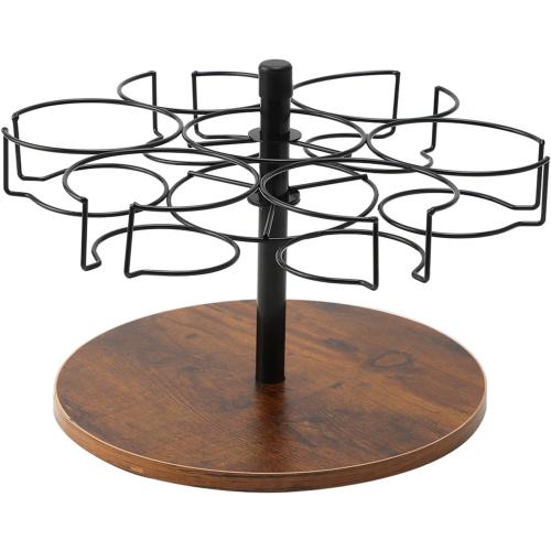 Rotatable Tumbler Organizer for 40 oz Cups, 6-Slot Tumbler Holder Organizer, Rotating Water Bottle Holder 40 oz Tumbler Storage Rack with Wooden Base for Kitchen Bottles Organization