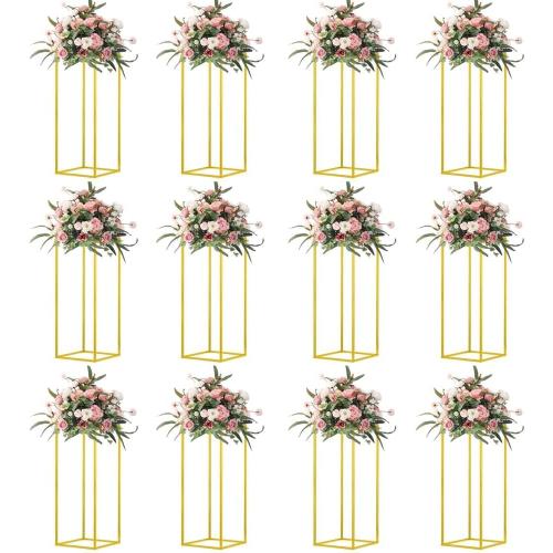 23.6inch 12 pcs Column Vases Gold Centerpieces for Table Metal Flower Stand Wedding Centerpieces Party