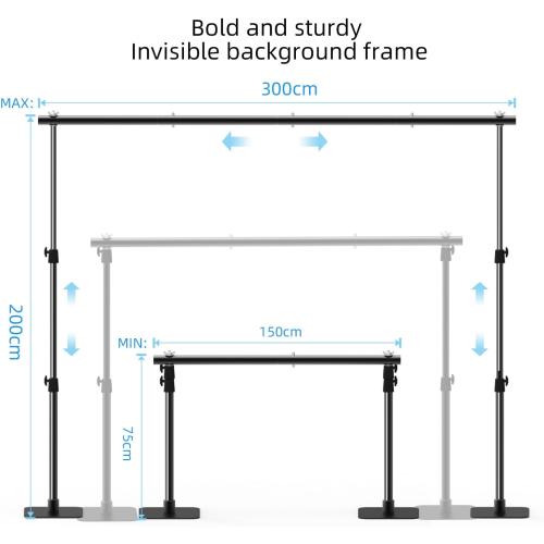 Backdrop Stand, 10×7ft Background Stand Backdrop Frame Banner Stand with Metal Flat Base, Multi-Purpose Stand for Party, Wedding Decoration, Photography