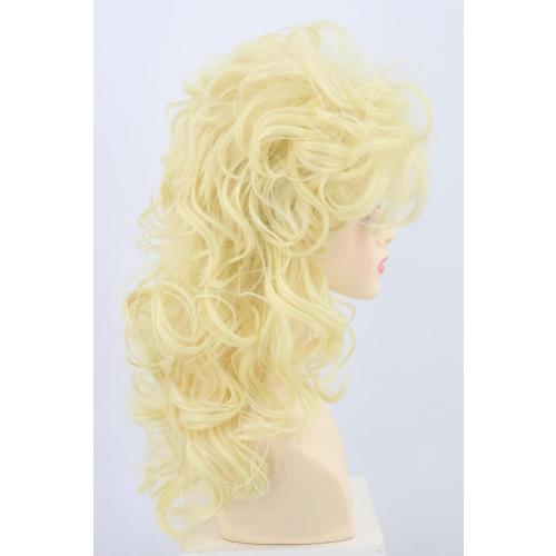 Women's Wig 70s 80s Fashion Singer Wigs Blonde Long Curly Beehive Wigs for Halloween Costume Party Wig