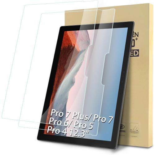 2-Pack Screen Protector Compatible with Microsoft Surface Pro 7 Plus/Pro 7/ Pro 6/ Pro 5/ Pro 4 12.3, Tempered Glass Clear Film, Anti-Scratch, 9H Hardness, Easy Installation, 91MSSP7P-2T