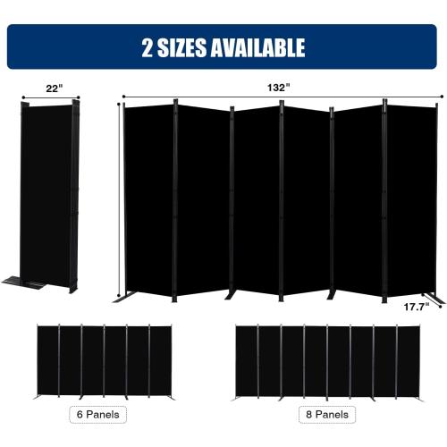 Room Divider and Folding Privacy Screens， 6 Panel Wide Room Divider Wall Screen for Room Separtition, Partition Room Dividers Fabric Panel Wall Dividers Freestanding for Office, Bedroom, Studio Dorm