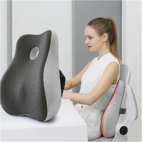 Memory Foam Office Chair Cushion Car Seat Support Waist Pillow Massage Lumbar Orthopedic Pillow Buttock Coccyx Cushion Back Pads(Lake Blue)