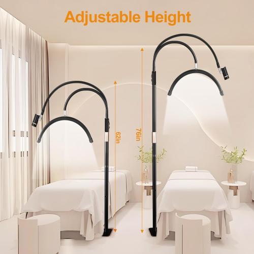 Half Moon Lash Light for Lash Tech, 3-in-1 Professional Esthetician Light with UV Lash Lamp & Phone Holder, Adjustable Height&Brightness for Tattoo,Nail Art,Skincare,Salon,Spa (Black)