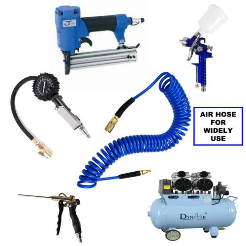 YOTOO Recoil Air Hose Kit with Tire Inflator Gauge, 1/4 Industrial Quick Coupler and Plug for tire infaltion and air Tools