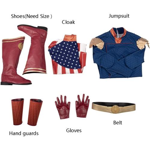 Size S...Mens Homelander Cosplay Costume, Homelander Battle Suit Antony Starr Jumpsuit Cloak Outfits for Halloween Xmas Party