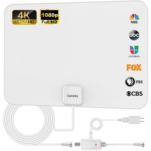 TV Antenna Indoor, Digital Amplified Indoor HDTV Antenna, 1080p VHF UHF Television Local Channels Detachable Signal Amplifier and 16.5ft Long Coax Cable