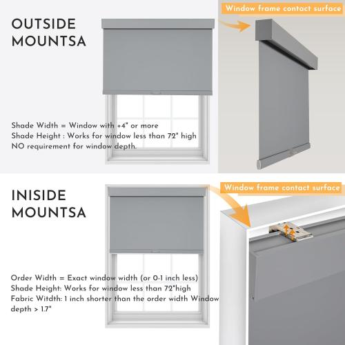 Persilux Blackout Roller Blinds for Windows, Cordless Free-Stop Roller Shades with Valance, Thermal Insulated Fabric Window Blinds, UV Protection Shades for Home and Bedroom (Grey,16 W x 64 H)