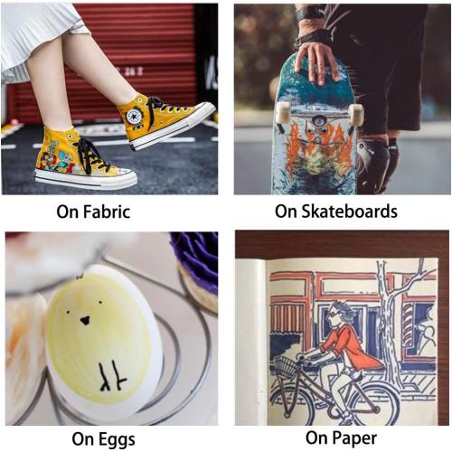 Shuttle Art Permanent Markers, 24 Colors Fine Point Assorted Colors Permanent Marker Set, Works on Plastic,Wood,Stone,Metal and Glass for Doodling, Coloring, Marking