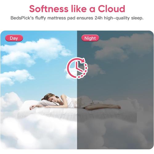 BedsPick Mattress Topper Twin XL,Mattress Pad for Back Pain Relief,Pillowtop Extra Long Twin Thick Mattress Pad,400TC Soft Cooling Quilted Cover Protector for College Dorm,Sleeper Sofa,RV. ( The mattress still sealed- see in the picture)