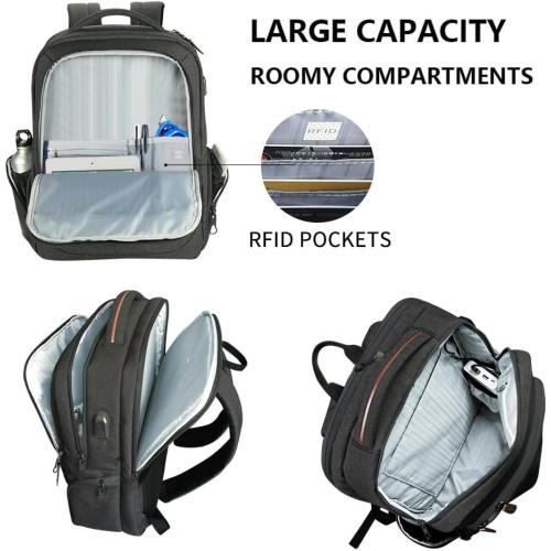 Charcoal Black 18.5x13.3x7.8 KROSER Laptop Backpack Large Computer Backpack Fits up to 17.3 Inch Laptop with USB Charging Port Water-Repellent Travel Backpack Casual Daypack for Business/College/Women/Men-Charcoal Black
