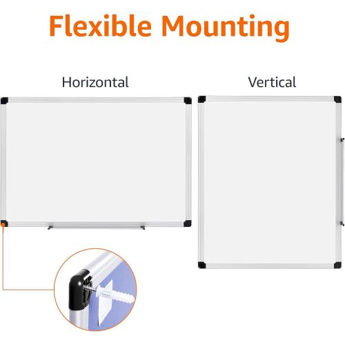 Amazon Basics Magnetic Dry Erase Whiteboard, 36 x 48-inch, Aluminum Frame, Silver/White, Easy to Install