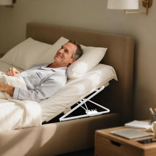 Under Mattress Wedge Lift - 2 Pack, 4-Level Adjustable Bed Risers for Seniors, Heavy-Duty Metal Frame Holds 200 Lbs, for Head Elevation & Sleep Support