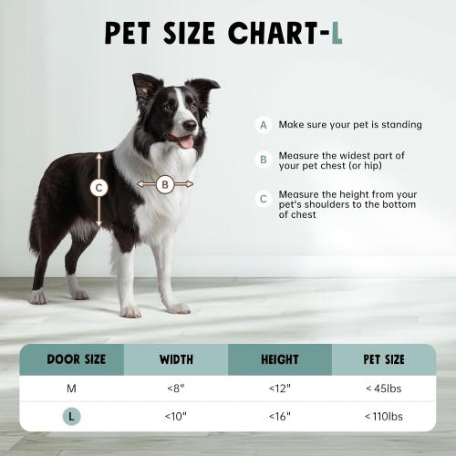 3-Flap Insulated Aluminum Dog Door for Walls, Heavy-Duty Telescoping Pet Door with Dual Security Locks & Magnetic Flaps, Closing Panel, Large, Pets Up to 110 LB