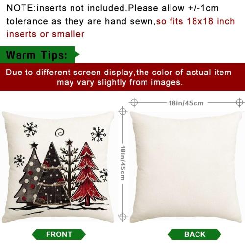 RABUSOFA Christmas Pillow Covers 18x18 Inch Set of 4 with 8 Design Double-Sided, Let It Snow Snowman Joy Stripes Gift Box Red Xmas Tree Winter Holiday Throw Cushion Case Decorations for Sofa Couch