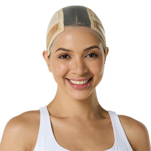 Wig Cap with Grip Band for Keeping Wigs in Place, More Full Cap-wide Transparent Lace for Lace Front Wigs - Non Slip Cap Make Your Wig Be Glueless (Nude, L)
