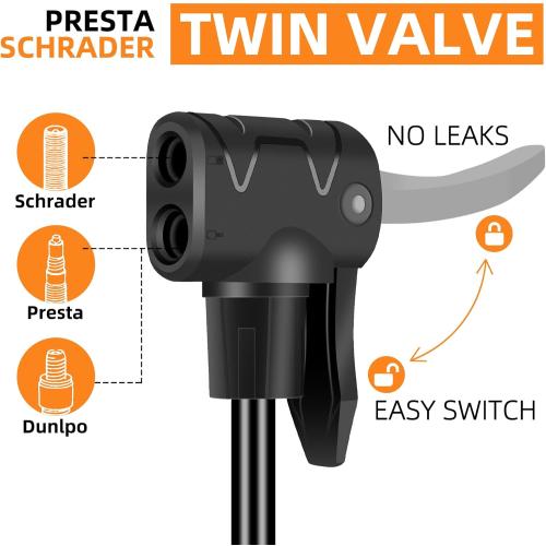 TOOLITIN Floor Bike Pump with Gauge,160 PSI High Pressure,Bicycle Pump Compatible with Presta and Schrader Valve