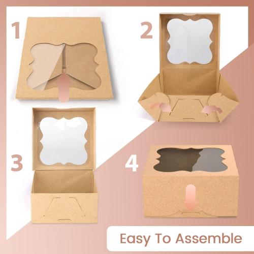 20 Pack Cookie Boxes for Gift Giving – 6X6X3 Inches Bakery Boxes with Window - Extra Thick Small Cookie Containers for Treats, Desserts, Strawberries, Cupcakes, Candy, Charcuterie, Baked Goods, Pastry