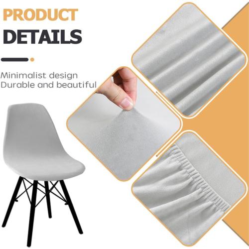Shell Chair Covers Velvet Mid Century Modern Dining Chair Covers Stertch Dining Room Shell Side Chair Slipcovers Lounge Armless Chairs Covers for Kitchen Dining Room Set of 4 Light Gray