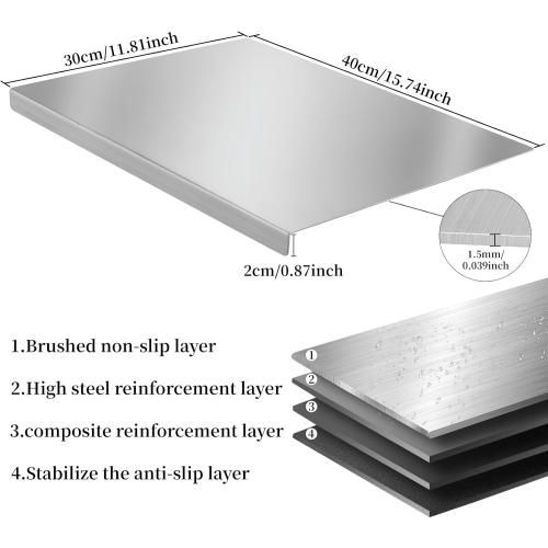 Stainless Steel Cutting Board for kitchen: Mineye Stainless Cutting Board kitchen, Suitable for Cutting Vegetables, Fruits, Meat, Bread - Easy To Clean and Store (40x30cm/15.7x11.8in)